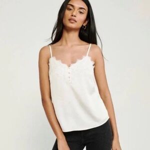 NWT Abercrombie & Fitch Ivory Lace Trim Cami XS